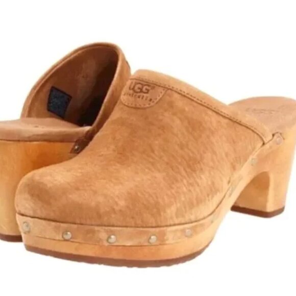 UGG Abbie Tan Suede Clogs, Studded, Sherpa Footbed – Women’s Size 8 - Picture 14 of 14